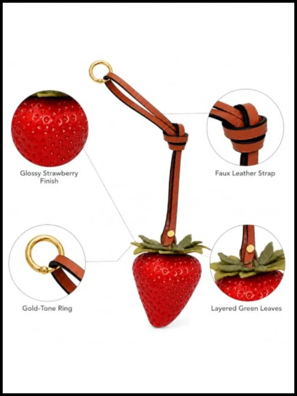 Strawberry Charm Purse Charm Keychain Women Metal Gift